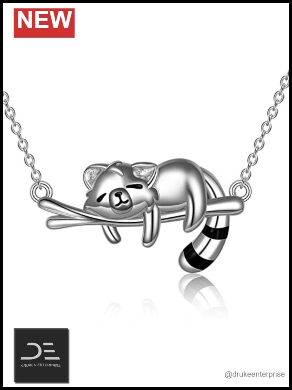 Sterling Silver Red Panda Pendant Necklace Cute Animal Jewelry Women Girls Gift